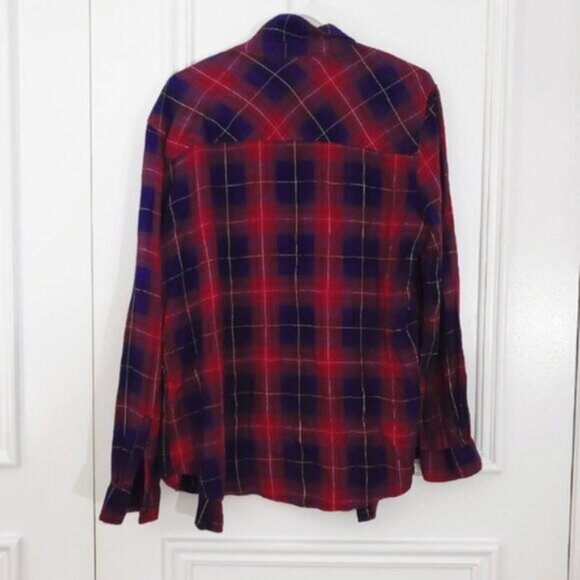 Garage Super Soft Rayon Plaid Red/Blue Flannel Shirt - Picture 2 of 10